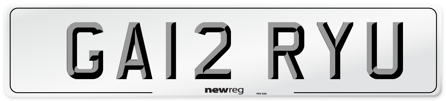 GA12 RYU Number Plate from New Reg
